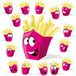 french fries cartoon illustration with many expressions