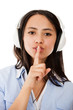 Woman asking for silence