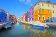 Colorful houses taken on Burano island , Venice, Italy