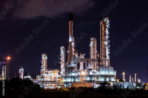 Photo: Oil refinery plant at night Oil refinery plant at night