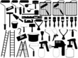 Illustration of different black painting tools