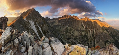 Photo: Mountain sunset panorama at autumn in Slovakia - High Tatras Mountain sunset panorama at autumn in Slovakia - High Tatras