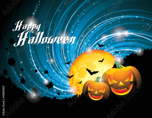 Vector: Vector Halloween Party Background with Pumpkins and Moon. EPS 10 Vector Halloween Party Background with Pumpkins and Moon. EPS 10