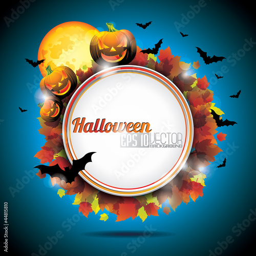 Vector: Vector Halloween Party Background with Pumpkins and Moon. EPS 10 Vector Halloween Party Background with Pumpkins and Moon. EPS 10