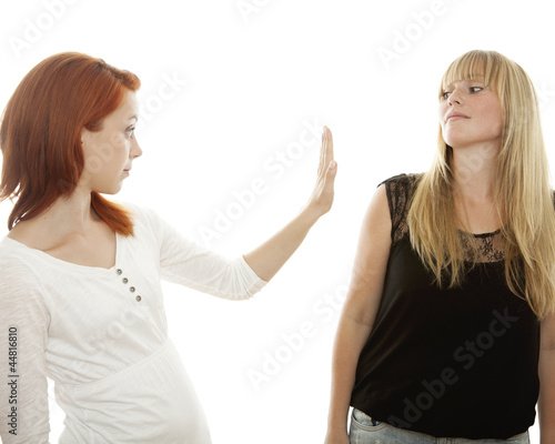 Photo: beautiful red and blond haired girls say stopp talking to me beautiful red and blond haired girls say stopp talking to me