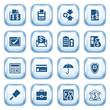 Banking web icons on glossy buttons.