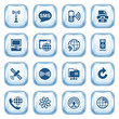Communication web icons on glossy buttons. Set 2.