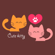 Cute couple of cats in love romantic card