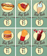 Vector: set of business cards for fast food set of business cards for fast food