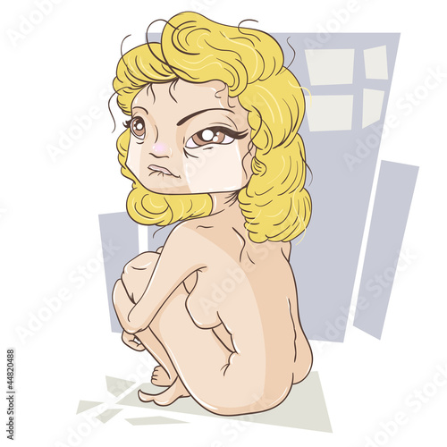 Illustration: Girl is sitting and crying Girl is sitting and crying