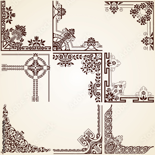 Vector: Decorative Corners , vector set calligraphic detailed Decorative Corners , vector set calligraphic detailed