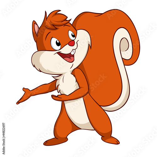 Vector: Cartoon squirrel make welcome gesture Cartoon squirrel make welcome gesture