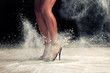 Sexy female legs jumping