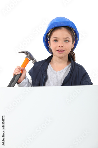 Photo: Girl disguised as a mason Girl disguised as a mason