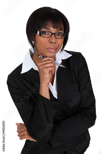 Photo: An African American businesswoman. An African American businesswoman.