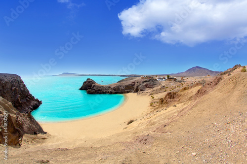 Photo: Lanzarote Papagayo turquoise beach and Ajaches Lanzarote Papagayo turquoise beach and Ajaches