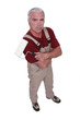 Senior handyman holding paint roller