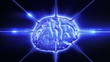 Brain rotating in dataflow. Looped abstract animation. HD 1080.