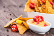 Portion of Nachos with Cheese Sauce