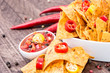 Bowl of Nachos with Salsa Sauce