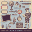 back to school - collection of vintage design elements