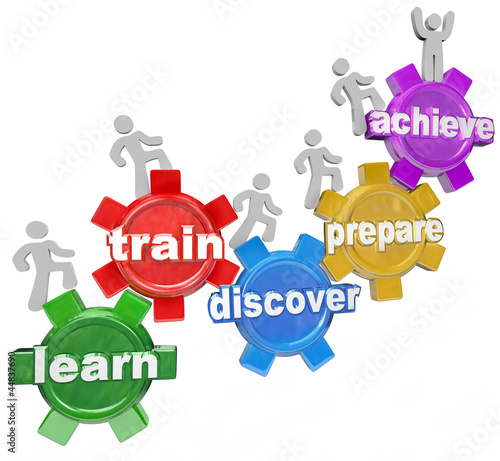 Illustration: Learning Training Preparing for Achievement People Climbing to G Learning Training Preparing for Achievement People Climbing to G