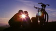 Love, Mountain biker sunset silhouette
