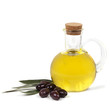 Olive Oil and Black Olives Isolated