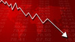 Arrow graph going down on a red background