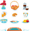 Breakfast icons set, vector