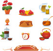 Breakfast icons set, vector