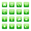 Button Icon Set Quadratisch Grün