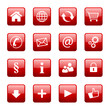Button Icon Set Quadratisch Rot