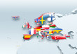 map, Western Europe, flag, flags, map, Eastern flag, grey, political