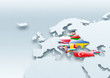 map, Western Europe, flag, flags, eastern flag, grey, political