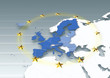 map, Western Europe, European Union, white, grey, political, physical, EU Stars