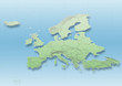 map, Western Europe, political, green, blue, political, physical