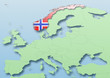 Norway, flag, map, Western Europe, green, blue, political