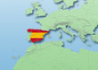 Spain, flag, map, Western Europe, green, blue, physical, political