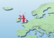 United Kingdom, flag, map, Western Europe, green, blue, physical, political