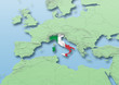Italy, flag, map, Western Europe, green, blue, physical, political