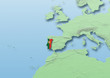 Portgal, bicolour, flag, map, Western Europe, green, blue, physical, political