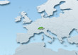 Switzerland surface, map, Western Europe, grey, blue, physical, political