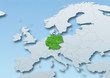 Germany surface, map, Western Europe, grey, blue, physical, political