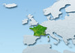 France surface, map, Western Europe, grey, blue, physical, political
