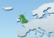 United Kingdom, map, Western Europe, grey, blue, physical, political