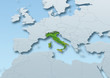 Italy surface, map, Western Europe, grey, blue, physical, political