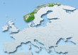 Norway surface, map, Western Europe, grey, blue, physical, political