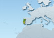 Portugal surface, map, Western Europe, grey, blue, physical, political