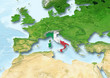 Italy, flag, map, Western Europe, physical